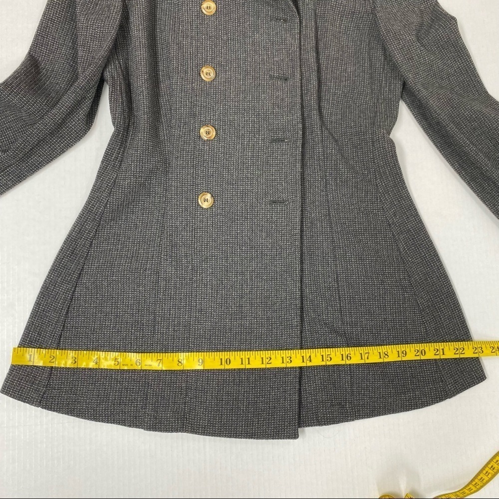 Vintage Giorgio Armani Giacca Donna Double Breasted Charcoal Gray Knit Blazer - Picture 5 of 13